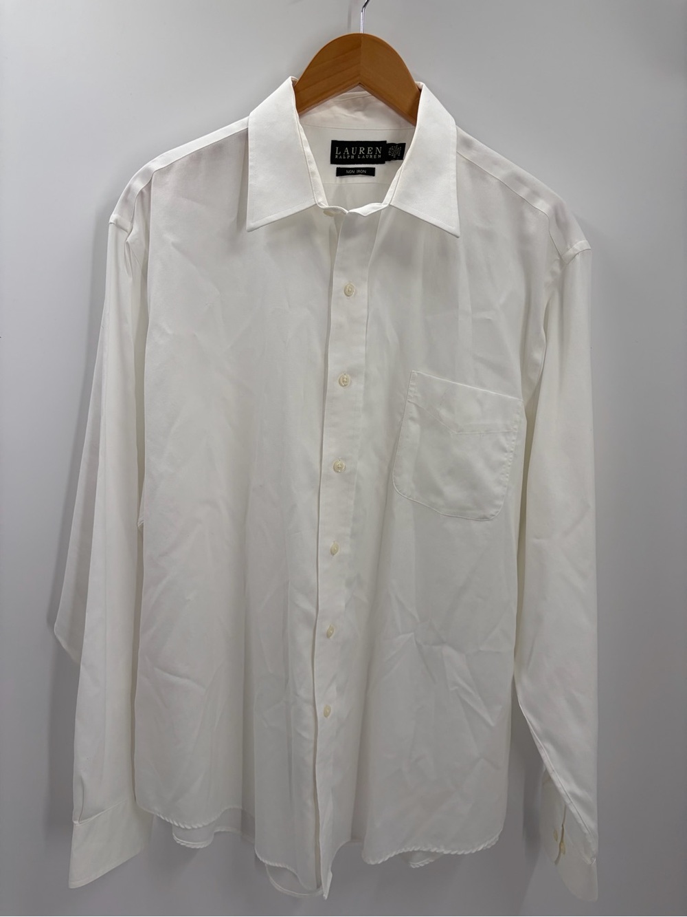 Lauren Ralph Lauren‎ Classic White Men's Dress Shirt Non Iron 17 1/2